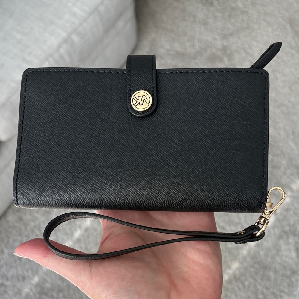 Michael Kors Black Wristlet with Gold Accent